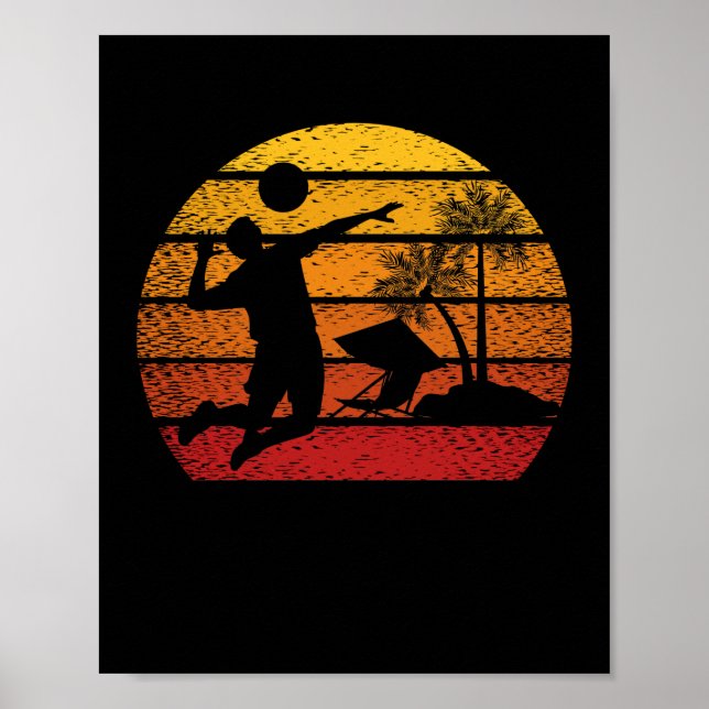Vintage Sunset Volleyball Gift Poster (Framsidan)