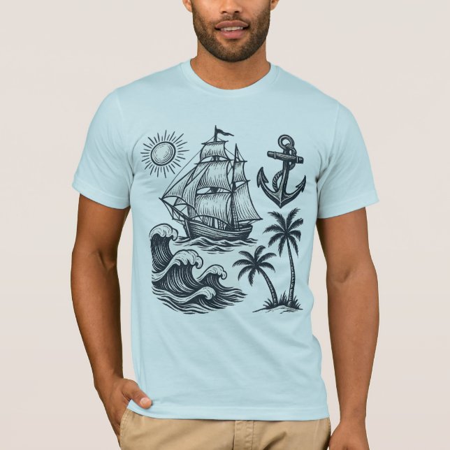 Vintage Sunset Wave T-Shirt (Framsida)