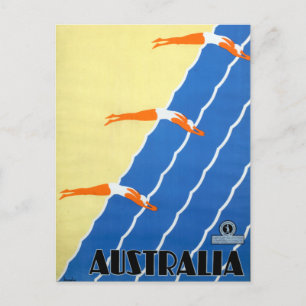 Vintage Sunshine and Surfa in Australia Travel Vykort