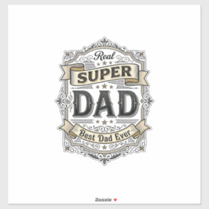 Vintage Super Pappa Märke T-Shirt Design_1 Klistermärken