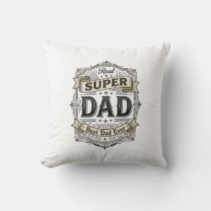 Vintage Super Pappa Märke T-Shirt Design_1 Kudde