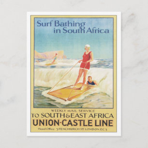 Vintage Surf Badplats Sydafrika Vykort