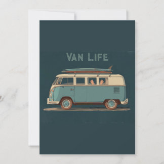 Vintage Surf Van – Retro Camper Design Julkort