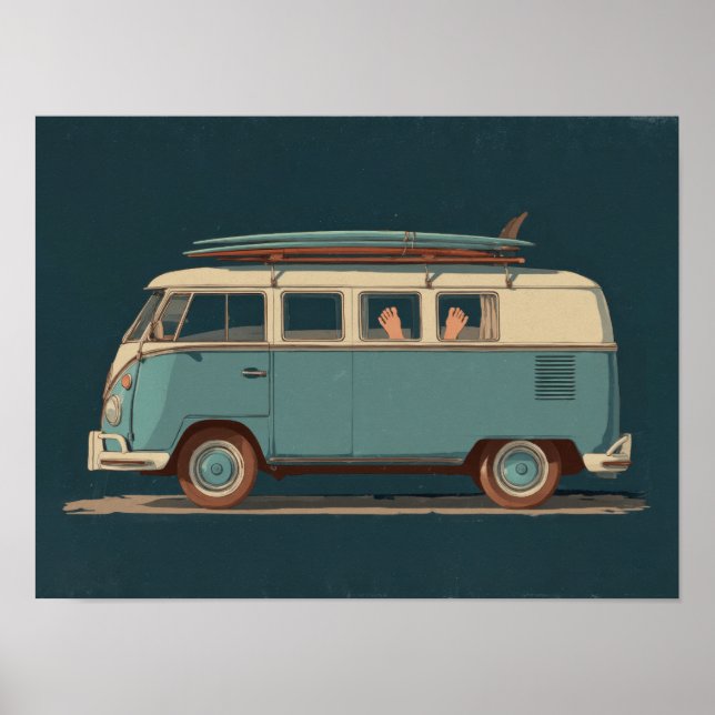 Vintage Surf Van – Retro Camper Design Poster (Framsidan)