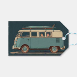 Vintage Surf Van – Retro Camper Design Presentetikett