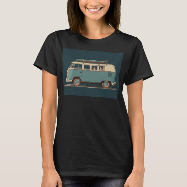 Vintage Surf Van – Retro Camper Design T Shirt (Framsida)
