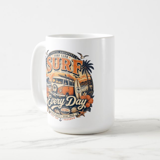 Vintage Surf Varje Dag Kaffemugge Kaffemugg (Framsida vänster)