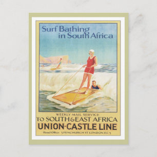 Vintage Surfa Bathing South Afrika Vykort