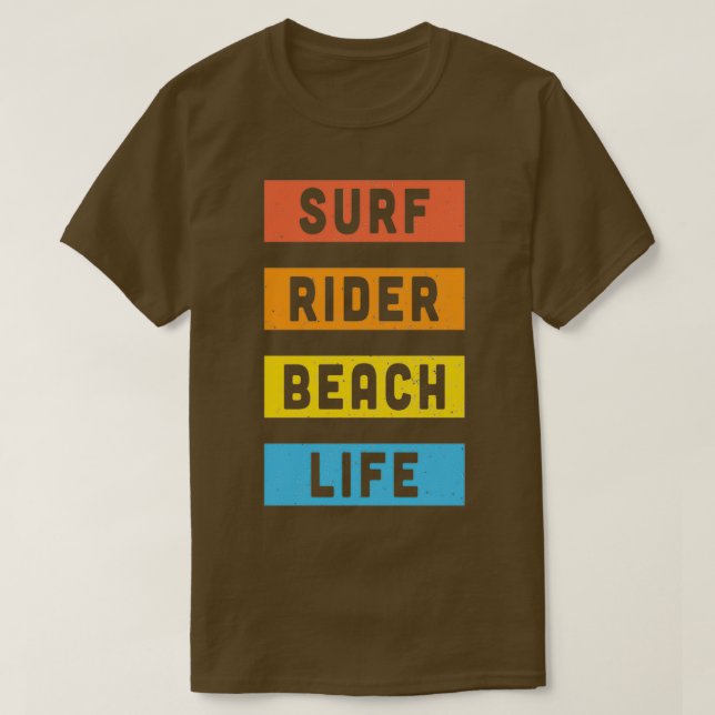 Vintage Surfa Beach-etikett T Shirt (Design framsida)
