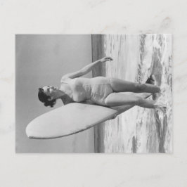 Vintage Surfa Girl Vykort