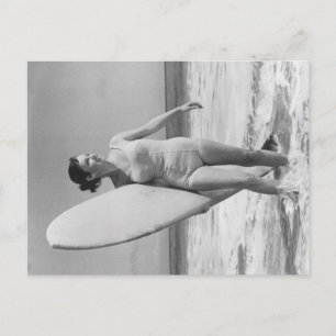 Vintage Surfa Girl Vykort
