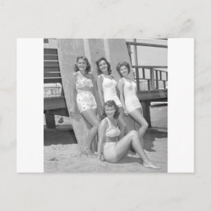vintage surfare-flickor vykort
