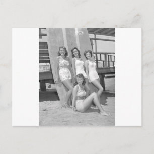 vintage surfare-flickor vykort