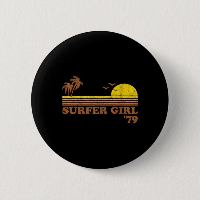 Vintage Surfartyglicka Surfande Strand Retro Solne Knapp (Framsida)