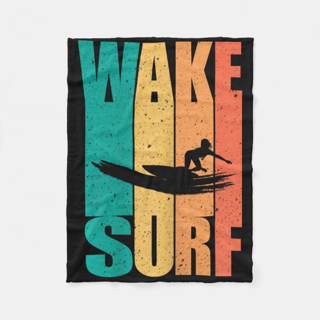 Vintage Surfbräda Wake Surfing Surfare  Fleecefilt (Framsidan)