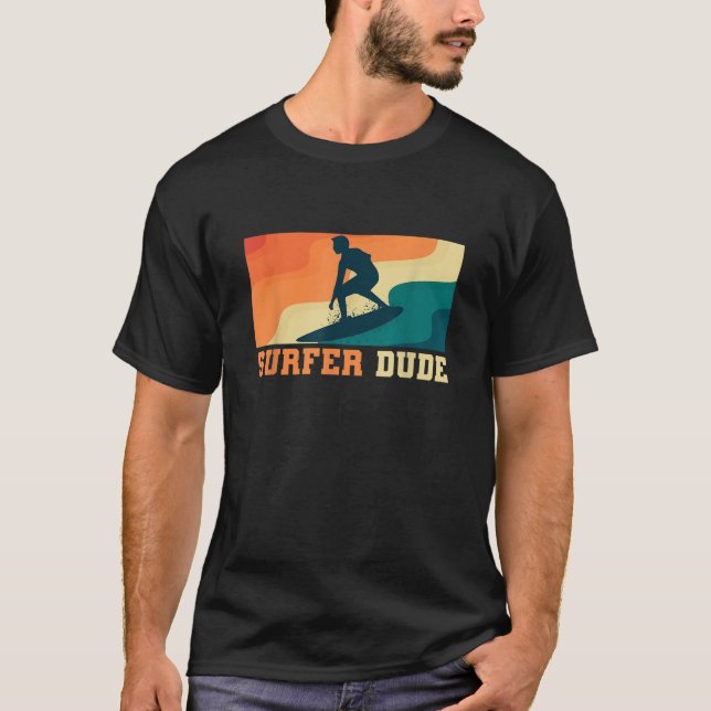Vintage Surfer Boy Surfing T Shirt (Framsida)