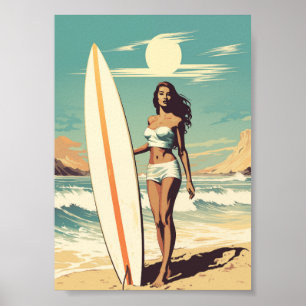 Vintage Surfer Girl Girl Poster