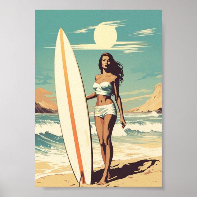 Vintage Surfer Girl Girl Poster (Framsidan)