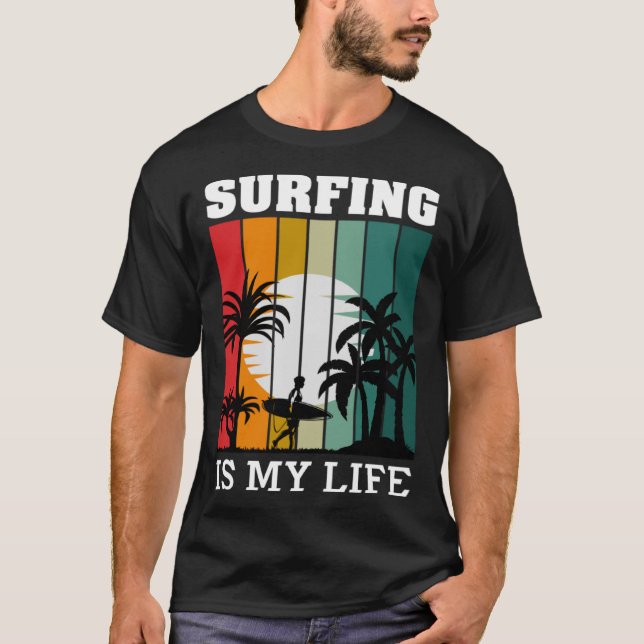 Vintage Surfer Retro Surfing Beach, sommaruppehåll T Shirt (Framsida)