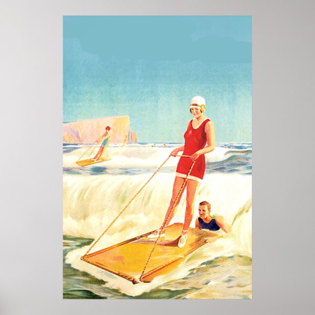 Vintage Surfing Art deco på svenska Poster (Framsidan)
