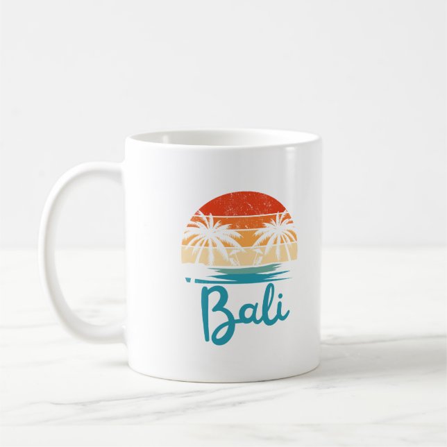 Vintage Surfing Bali Beach Indonesia Kaffemugg (Vänster)