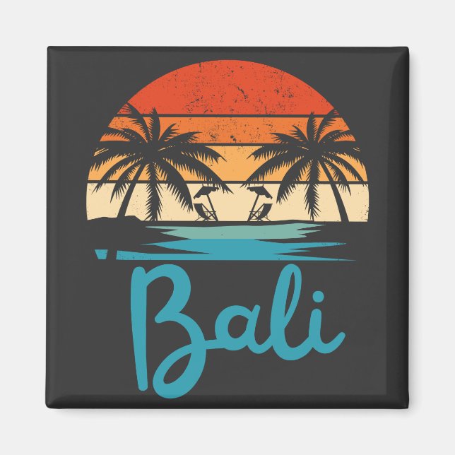 Vintage surfing Bali strand Indonesien Magnet (Framsidan)