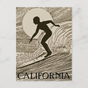 Vintage Surfing Postkort Vykort