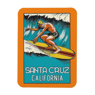 Vintage Surfing Santa Cruz California Travel Magnet