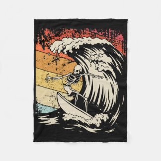 Vintage Surfing Skelett Tröja Halloween Surfbräda Fleecefilt