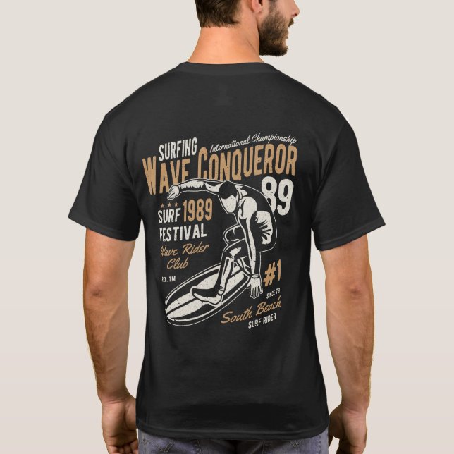 Vintage Surfing Våg Erövrare T-shirt (Baksida)