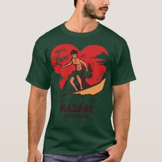 Vintage Surfing Youll Kärlek Nazare Portugal Retro T Shirt