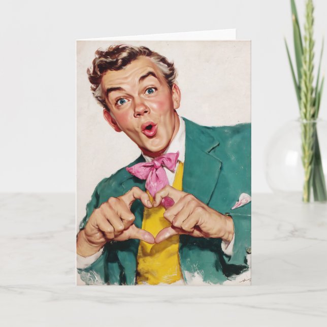 Vintage Surprise Heart Gesture Kort (Framsida)