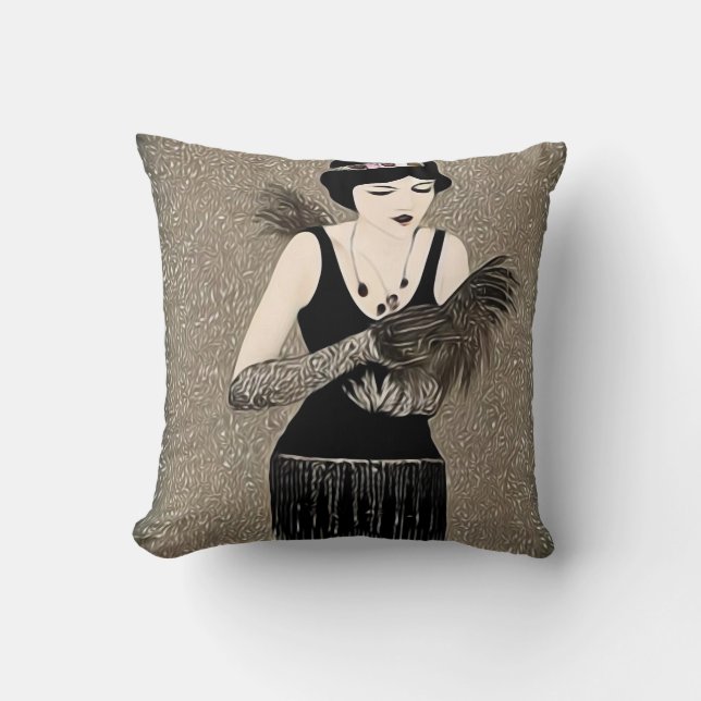 Vintage Surreal Art Deco Woman 10 Kudde (Framsida)