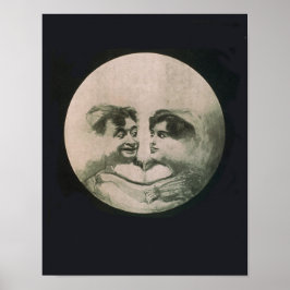 Vintage Surrealistisk illustration av Måne Poster