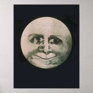 Vintage Surrealistisk illustration av Måne Poster