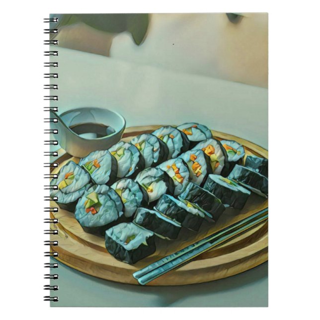 Vintage Sushi Artwork Anteckningsbok (Framsidan)