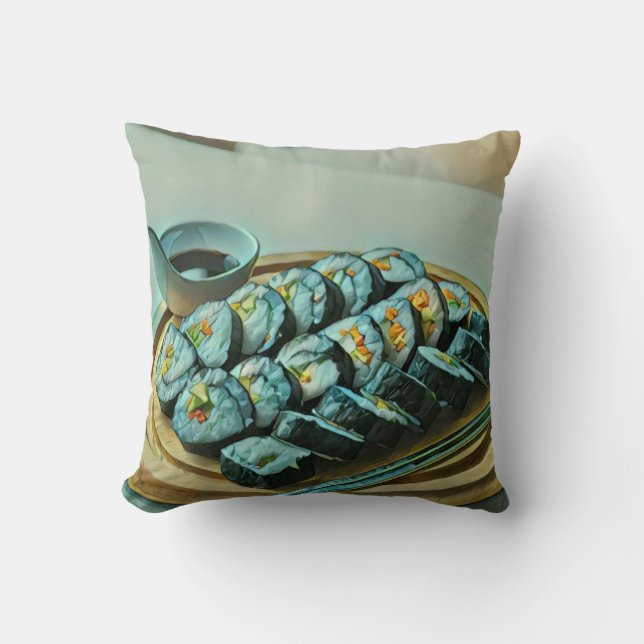 Vintage Sushi Artwork Kudde (Framsida)