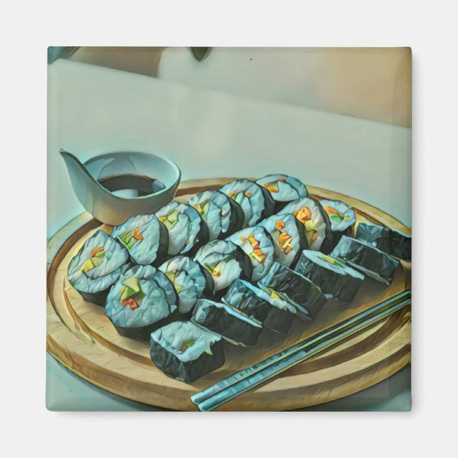 Vintage Sushi Artwork Magnet (Framsidan)