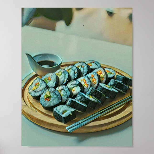 Vintage Sushi Artwork Poster (Framsidan)