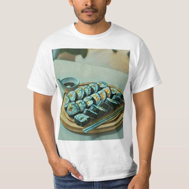 Vintage Sushi Artwork T Shirt (Framsida)