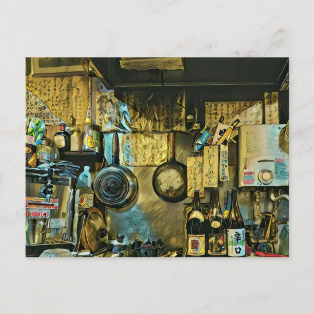 Vintage Sushi Artwork Vykort (Framsida)