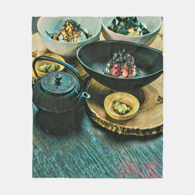 Vintage Sushi-gåva Fleecefilt (Framsidan)