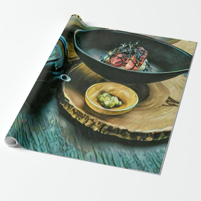 Vintage Sushi-gåva Presentpapper (Utrullad)