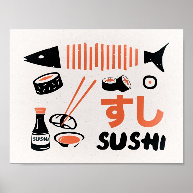 Vintage sushi-köksskylt poster (Framsidan)