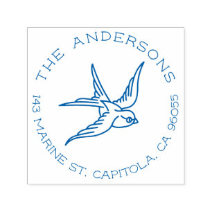 Vintage Sväljer Returadressen Tattoo Family Namn Självfärgande Stämpel