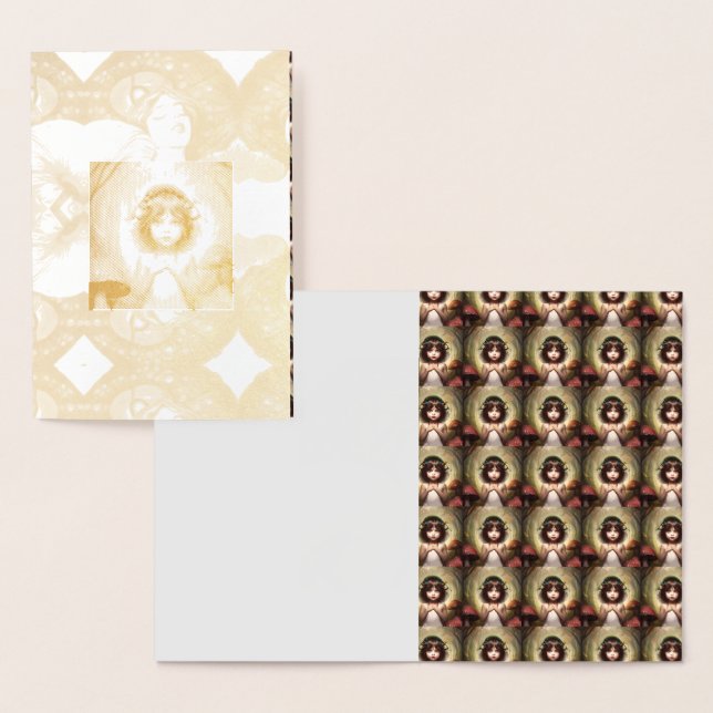 vintage svamp fe lilja  folierat kort (Display)