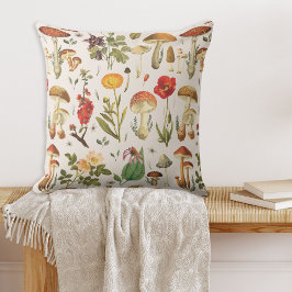 Vintage Svamp- och Vildblommotiv Kudde