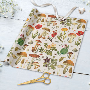 Vintage Svamp- och Vildblommotiv Presentpapper