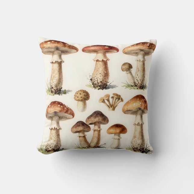 Vintage Svamp Toadstool Botanisk Fungi  Kudde (Framsida)