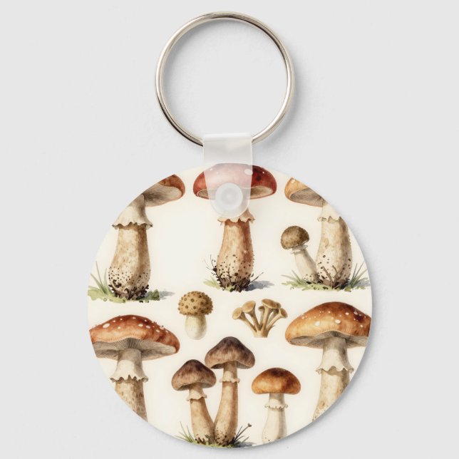 Vintage Svamp Toadstool Botanisk Svamp Nyckelring (Framsida)